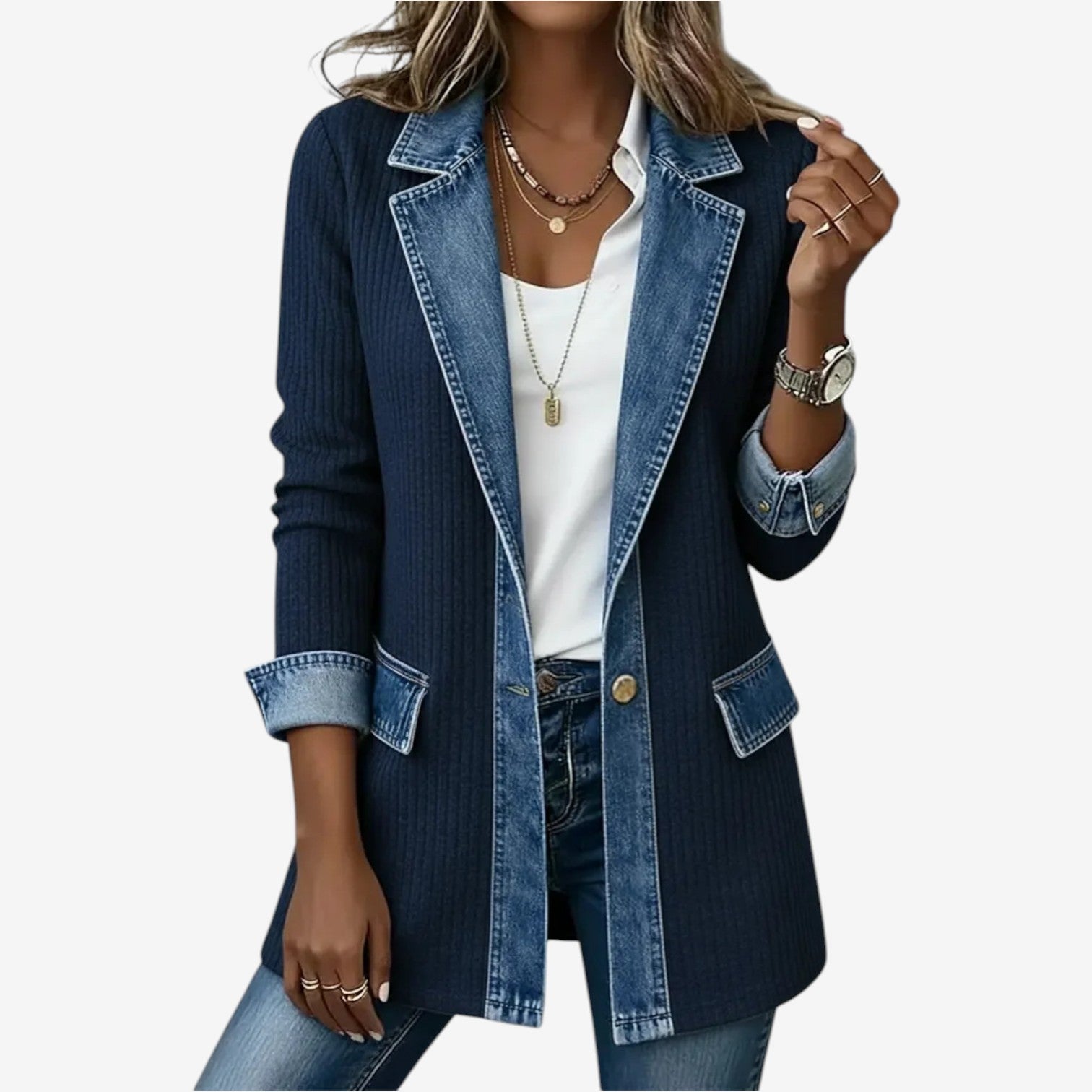 Emilia™ | Blazer en Denim Élégant