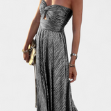 Robe Longue Sans Manches Onelia en Tissu Métallique