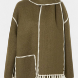 Manteau Pauline à coupe ample avec écharpe frangée intégrée
