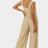 Ensemble en Lin Pascuala en Deux Pièces avec Blouse Sans Manches et Pantalon Fluide