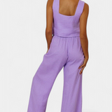 Ensemble en Lin Pascuala en Deux Pièces avec Blouse Sans Manches et Pantalon Fluide