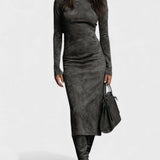Renata™ | Robe en Cuir à Manches Longues et Coupe Ajustée