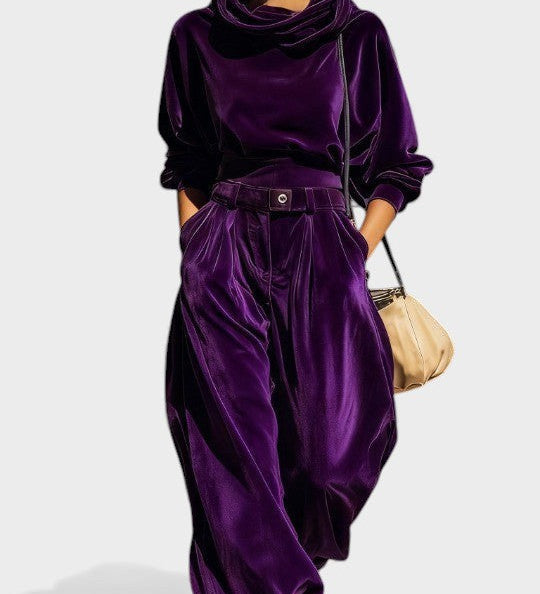 Carla™ | Ensemble en velours avec pantalon large