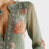 Aitana™ | Blouse en Dentelle Florale Bohème