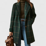 Celia™ | Manteau à Revers à Carreaux Rétro