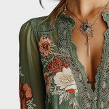 Aitana™ | Blouse en Dentelle Florale Bohème