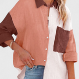 Blouse à Boutons Juniper avec Bloc de Couleur