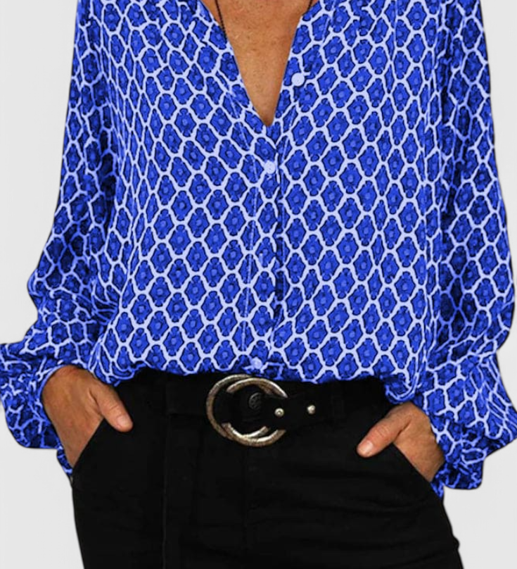 Blouse Jemima avec Boutons et Imprimé Géométrique
