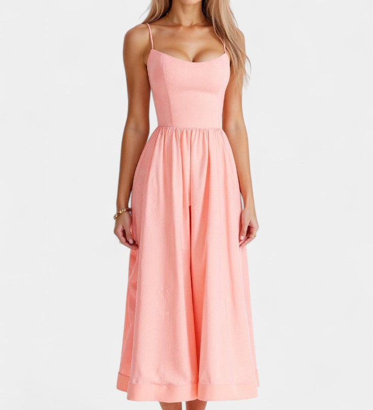Robe Midi Marvelle Sans Manches en Tissu Léger