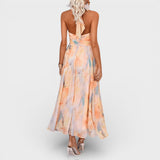 Aitana™ | Robe d'été à encolure halter aquarelle