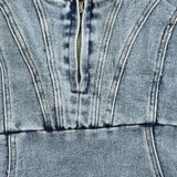 Robe en Jean Janessa avec Bretelles Ajustables et Fente Avant