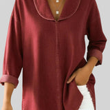 Alicia™ | Blouse en Denim Rétro avec Col Châle