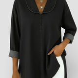 Alicia™ | Blouse en Denim Rétro avec Col Châle