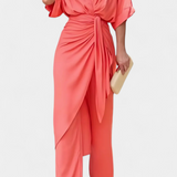 Ensemble Mayleen Croisé avec Nœud Avant et Pantalons Droits